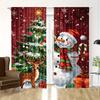 2pcs- Christmas Snowman theme Christmas printed curtains   pole bag curtains   home decoration   room decoration   window decoration