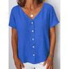 Blusas y Camisas Casuales de Moda para Mujer JPNTKY Estampado de Color Sólido Manga Corta Cuello en V