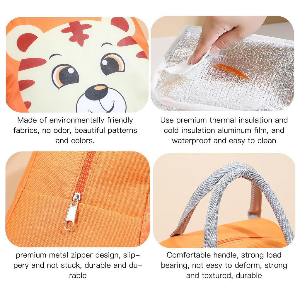 Lunch Bag Cute Cartoon Animal Pattern Waterproof Large Capacity Portable Thermal Insulation Lunch Box Bag for Women Men
