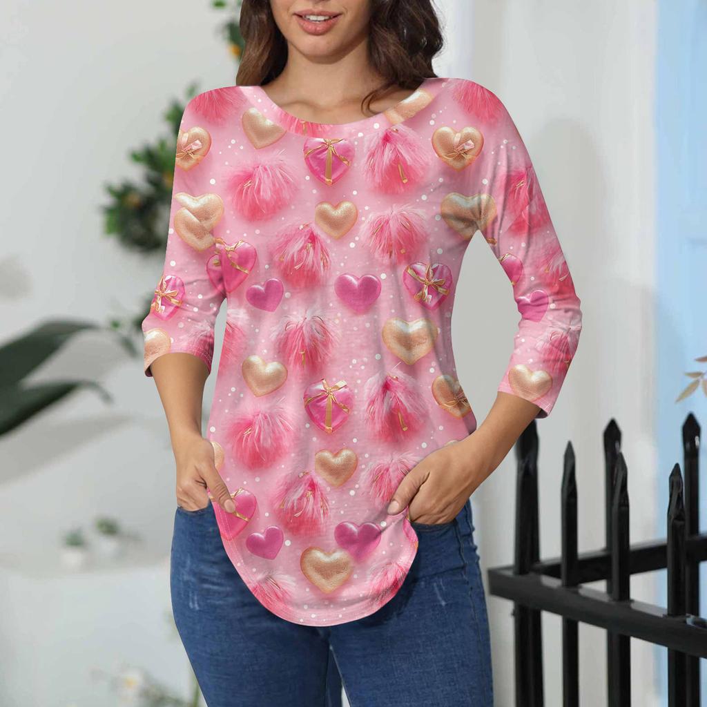 Damen-T-Shirts, 3/4-Ärmel, einfarbig, Pullover, Sommer, Frühling, Tops, Blusen