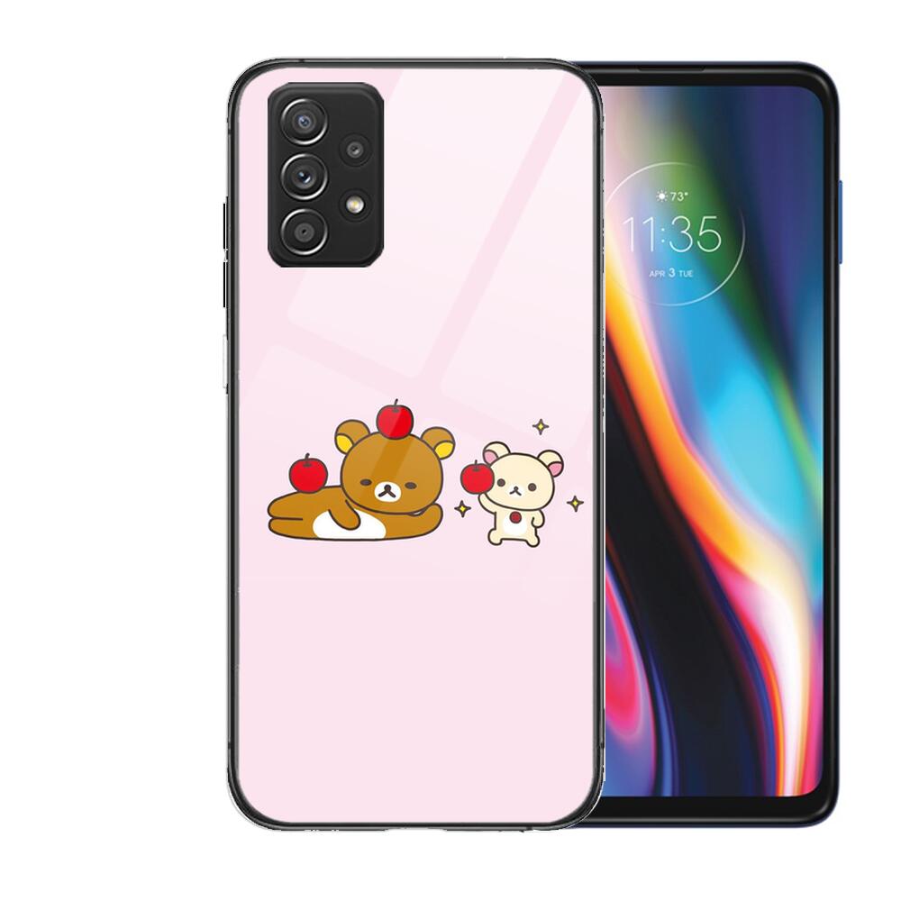 TOPLBPCS Nettes Rilakkuma-Gehäuse aus gehärtetem Glas für Samsung Galaxy A51 A71 A60 A70S A70 A80 A21S A41 A20E A50 A30S 5g A32 A40S