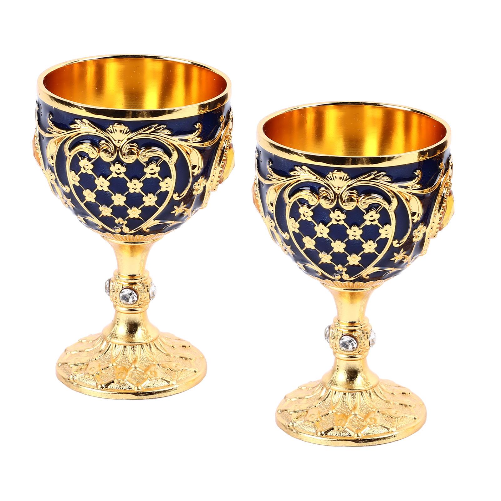 

Винтажный бокал для вина из цинкового сплава, элегантные декоративные ретро-бокалы на ножке для домашнего бара, вечеринки, 2 шт., золото