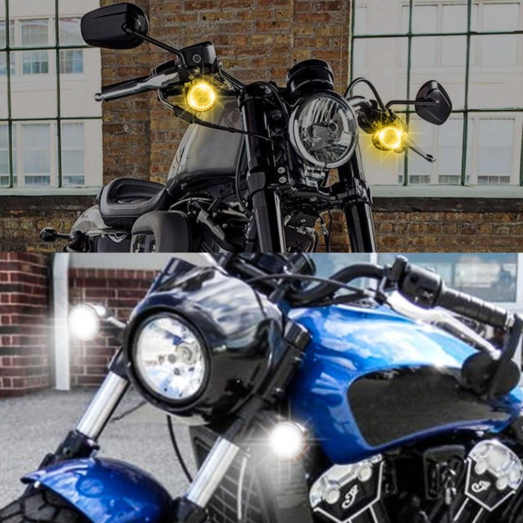 Aoling Motorrad Blinker Gelb und S25 1157 2835 DRL Blinker Rauchglas Satz mit 2 Lampen, Freude, Weiß, BAY15D, 48-Chip, + Funktion,