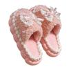 Women's Cute Bow Cotton Slippers, Thick Sole, Anti-Slip, Warm Winter Indoor Shoes, Perfect for Couples and Postpartum Comfort