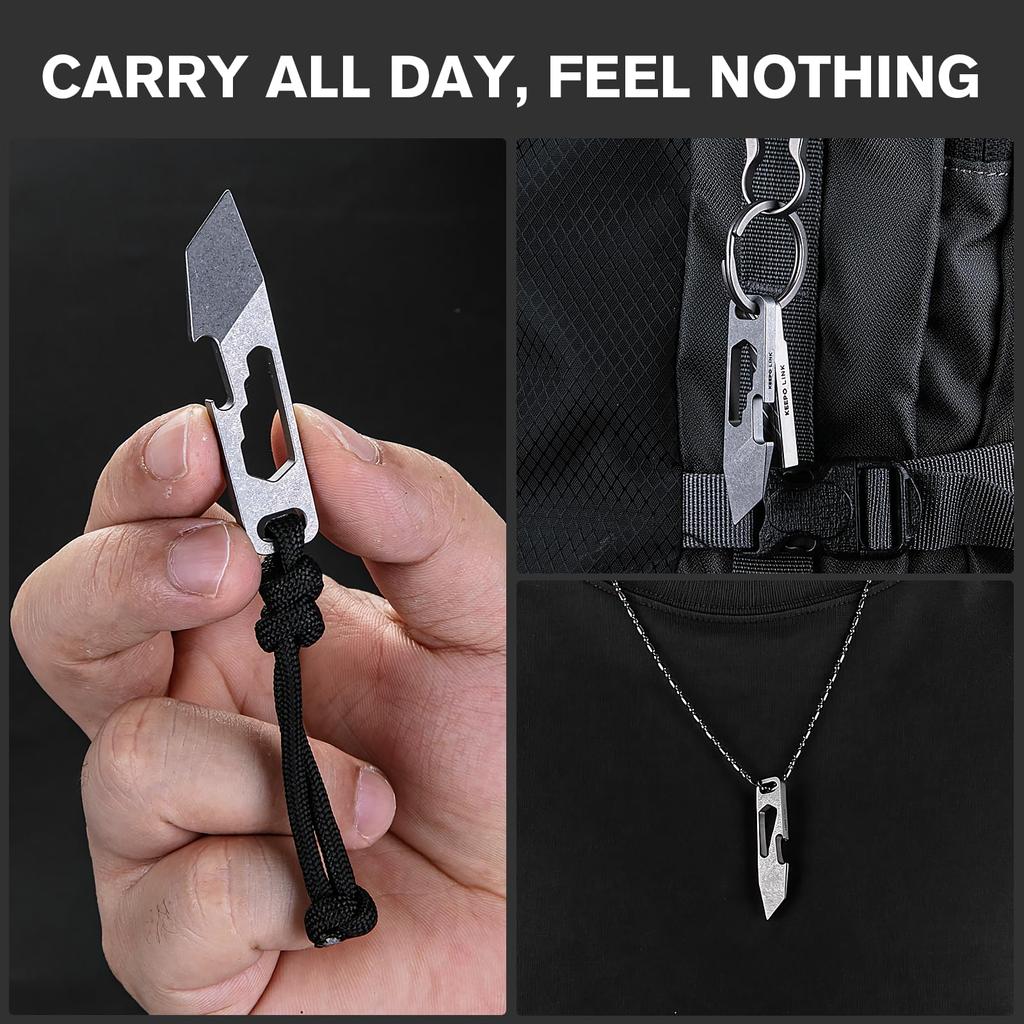 KEEPO LINK Titanium EDC Pry Mini Pocket Pry Bar Keychain Tool for OLT08 Bar, 4-in-1 Men, (Wrench Type)
