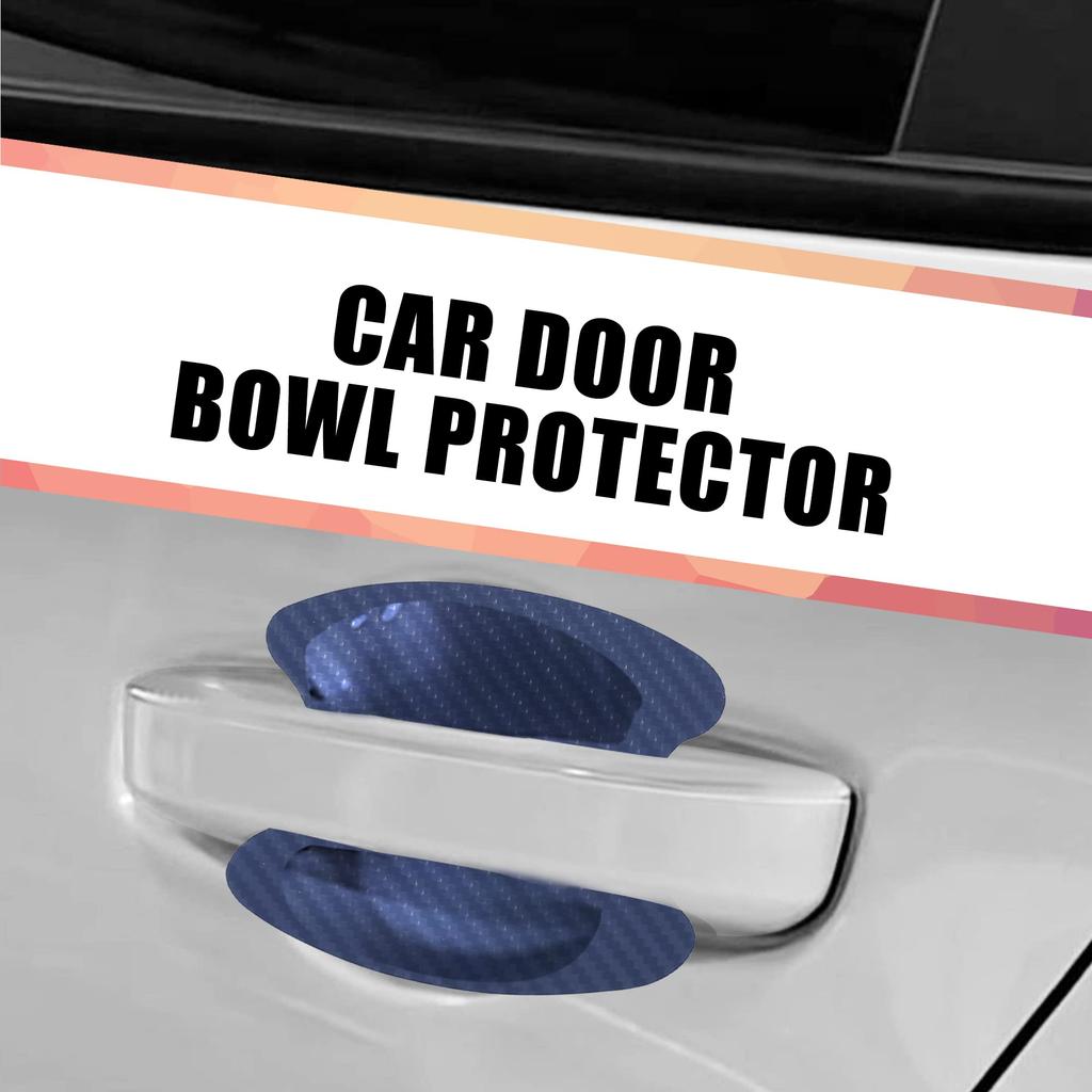 X AUTOHAUX Auto Türschüssel Griff Aufkleber Schutzfolie Kratzschutz Universal Kohlefaser Muster Blau 4 Stück