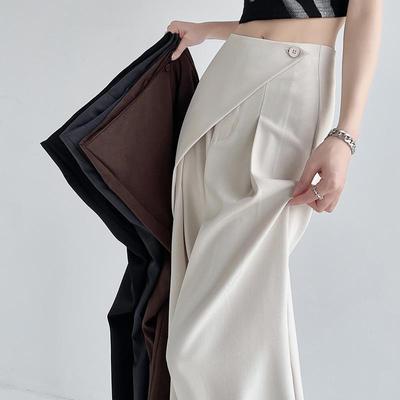 Hochwertiger Zweiteiler mit weitem Bein für Damen: Design mit hoher Taille, Elegante lässige Hose mit geradem Bein