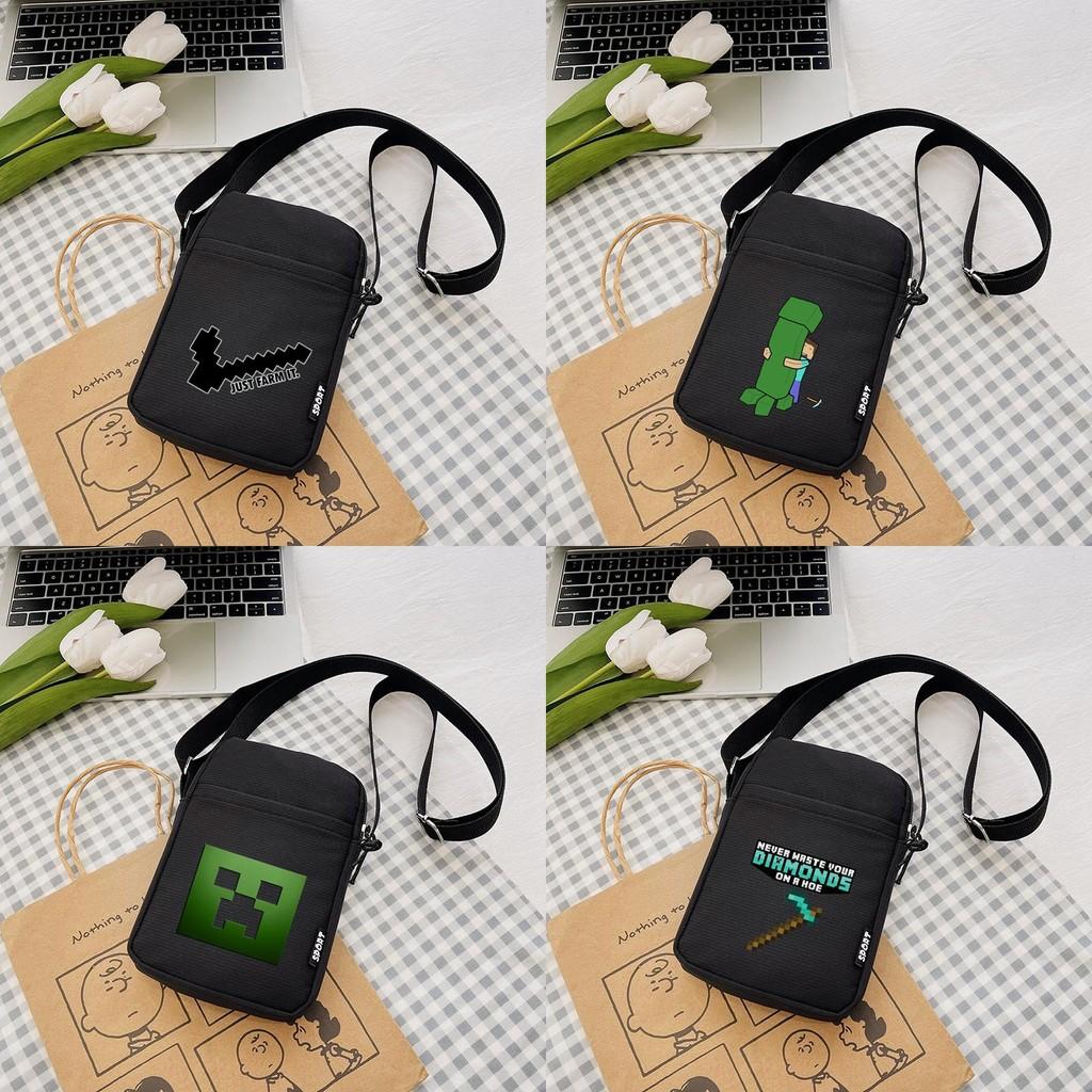 Printing Minecraft Pattern Canvas Single Shoulder Crossbody Bag Gift Fashion