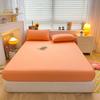 Soft Cotton Fitted Bed Sheet with Elastic Band Solid Color Mattress Cover for Single Double King Queen Bed 140/150/160/180/200