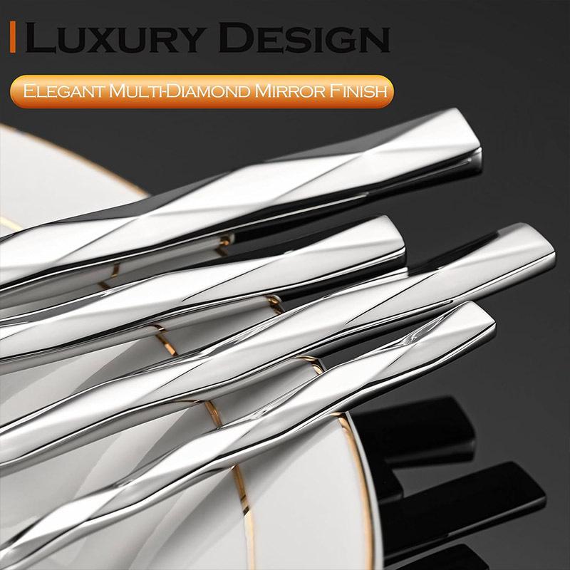 Stainless Steel Tableware,diamond Shaped Handle,dessert Spoon, Restaurant Steak Knife, Thickened Food Knife and Fork Cutlery Set