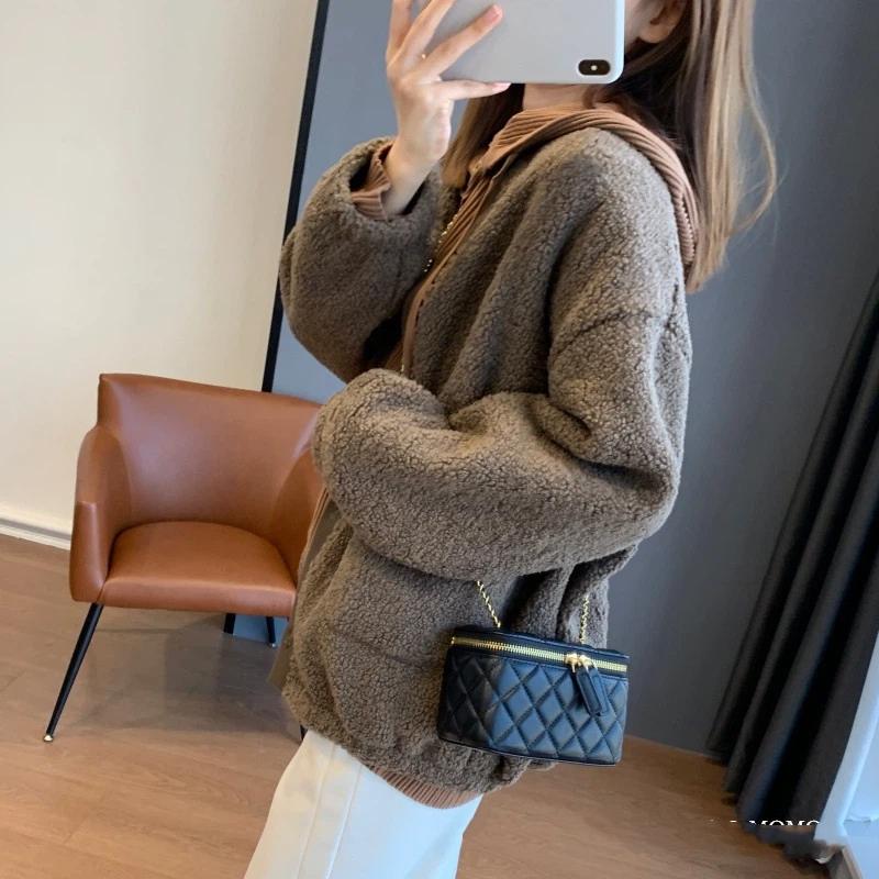 Women's Fleece Cardigan Jacket Button Up Loose Casual Warm Outerwear