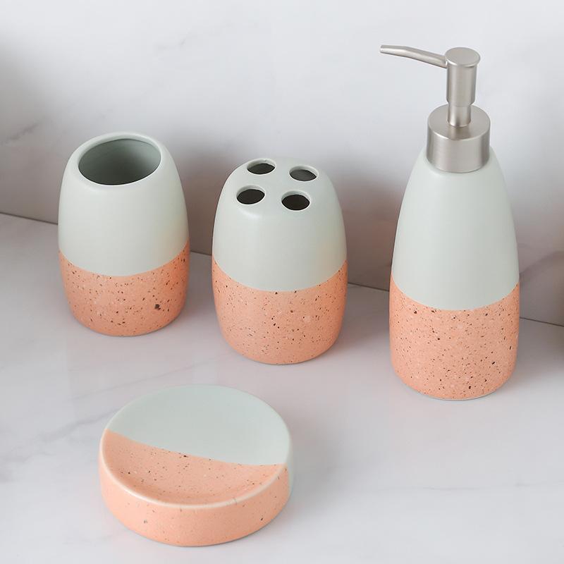 Creative Gradient Ceramic Lotion Bottle Toothbrush Holder Soap Dish Bathroom Accessories Press-type Lotion Bottle Soap Dispenser