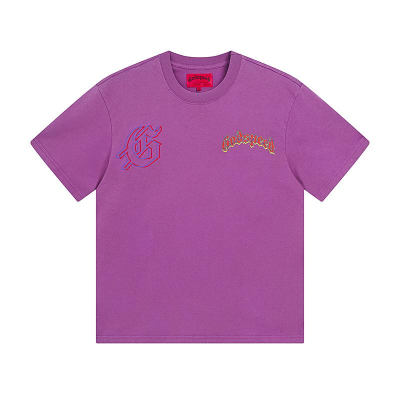 Cross-border trendy brand GS Skull Band Alphabet Printing Washing Water Short Sleeve Loose T-Shirt Men's and Women's High Street Retro Half Sleeve