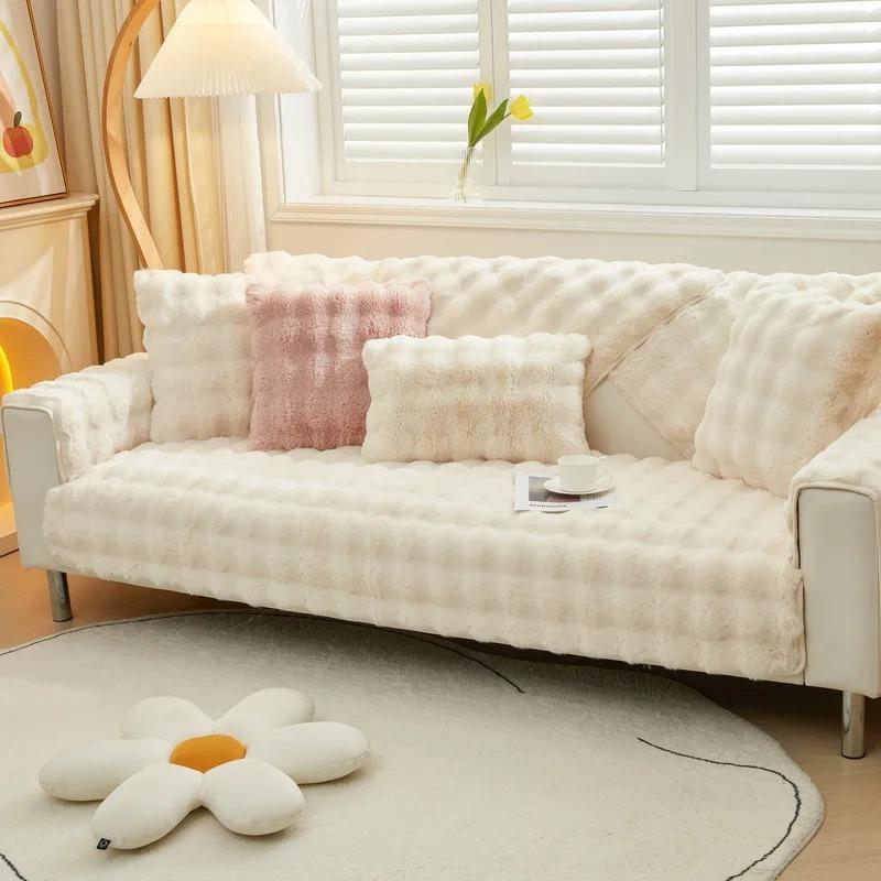 Plush Soft Sofa Cover Comfortable L Shape Washable Couch Slipcover Non-slip Universal Sofa Slipcover for Living Room Home