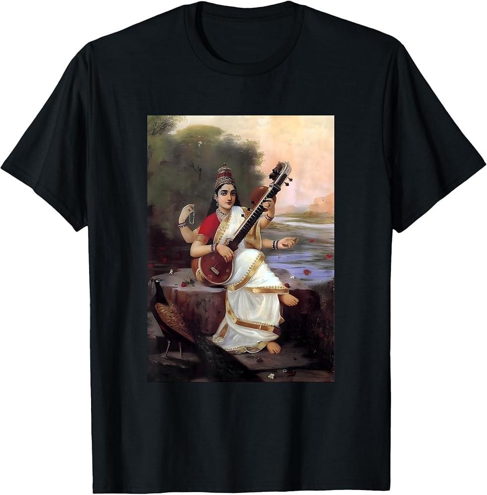 

Painting of the Goddess Saraswati by Raja Ravi Varma (1896) T-Shirt Unisex T-Shirt XXXL