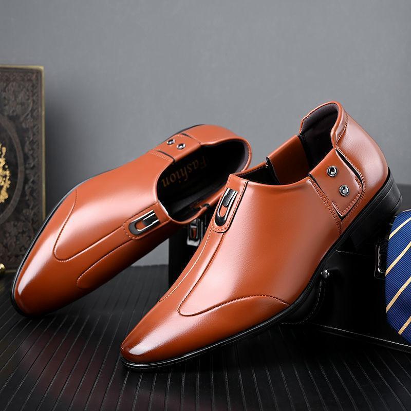 Spring and Autumn Men's Business Dress Leather Shoes Youth Gloves Pointed Men's Shoes British Shoes Black Wedding Shoes