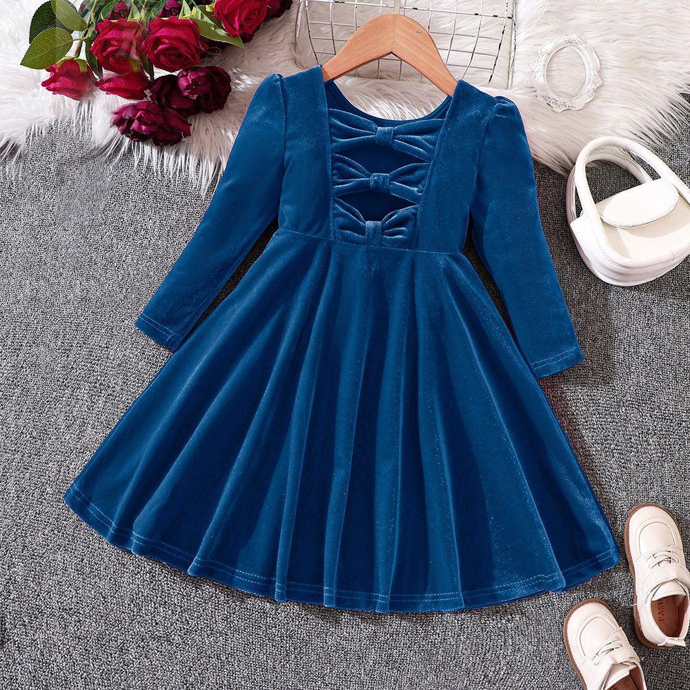 Children's clothing new arrival for girls, autumn and winter velvet bow Christmas princess dress