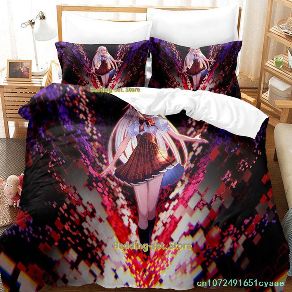 The World Ends With You Sakuraba Neku Bedding Set Cartoon Anime Three-piece Set Adult Kid Bedroom Duvetcover Sets 3D Kawaii Cool