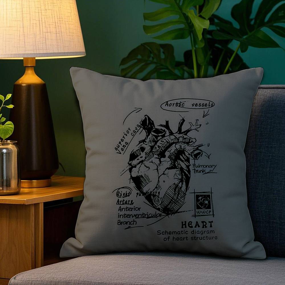 

Креативная сердечно-сосудистая модель Наволочка для подушки в форме сердца Диван Гостиная Спальня Двусторонняя печать Подушка Подушка для сна Наволочка 12x12Inch