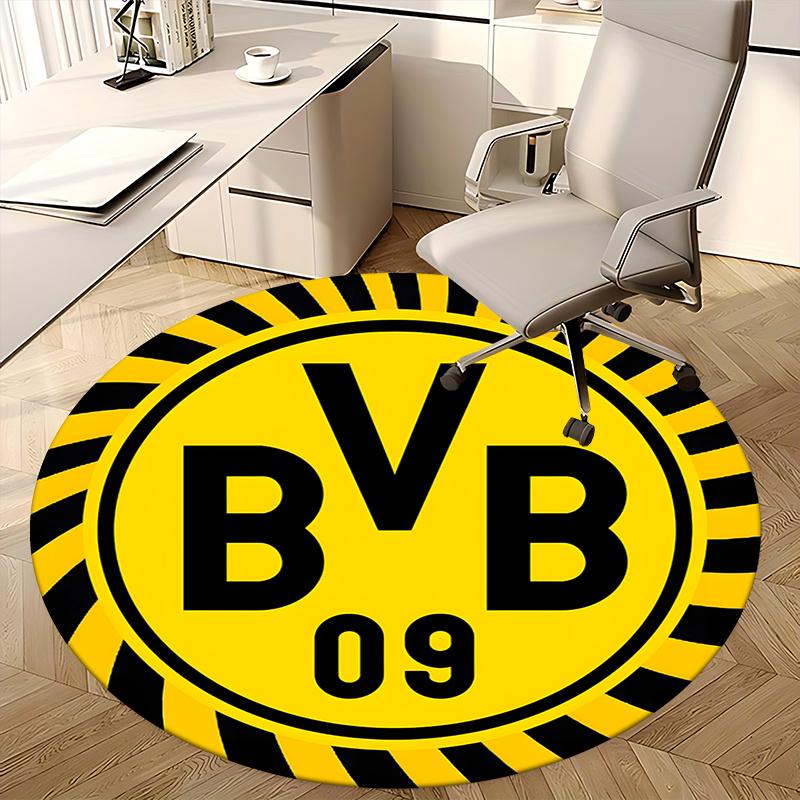BVB,Dortmund Chair Mat Round Rug Office Carpet, Non Slip, Suitable for Living Rooms, Bedrooms Decor.1205016a