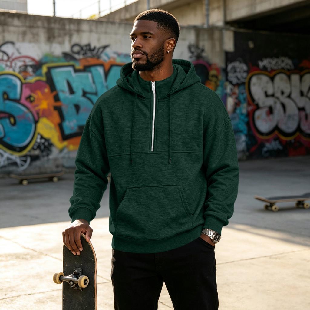 Men's Lined Hoodie Casual Loose Fit Pullover