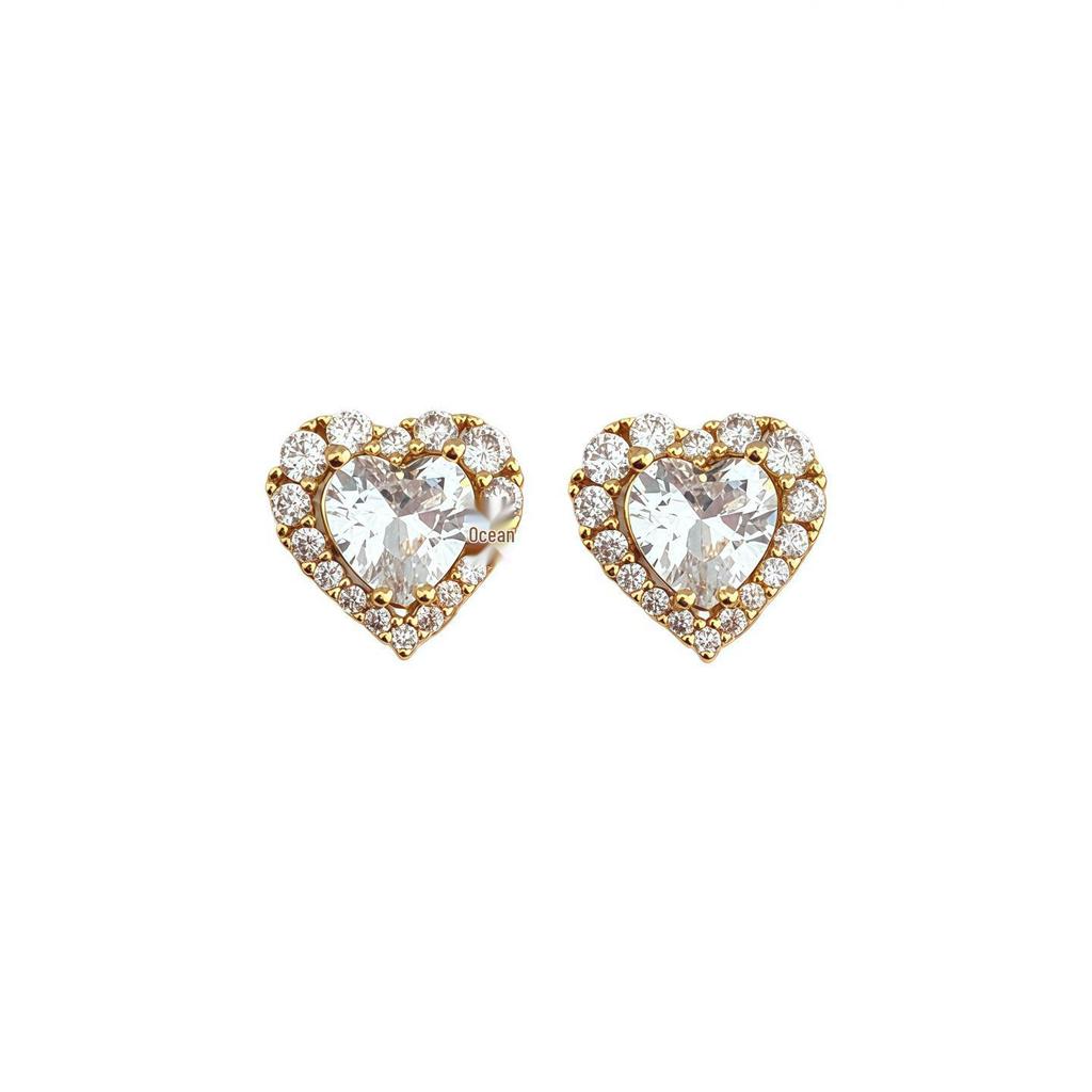 Heart Zircon Stud Earrings - Fashionable, Versatile, Romantic INS Style