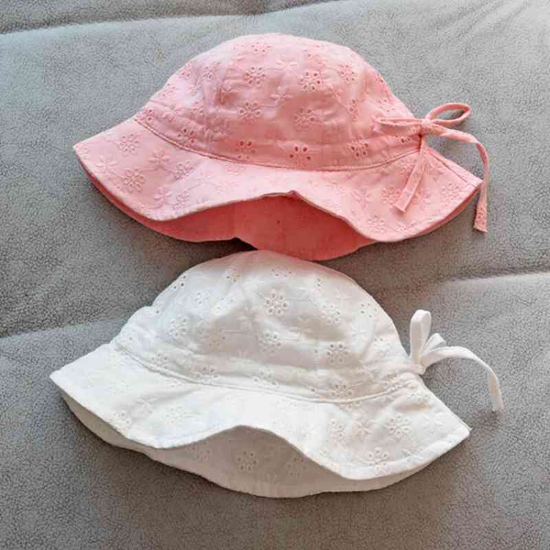 Cute Flower Baby Girl Bucket Hat Breathable Big Brim Cotton Infant Sun Hats Outdoor Travel Casual Toddler Fisherman Cap
