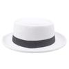 Flat Top Fedoras Jazz Hats For Women Men Solid Color Imitation Woolen Jazz Cap British Style Wide Brim Ladies Bowler Hats Fedora