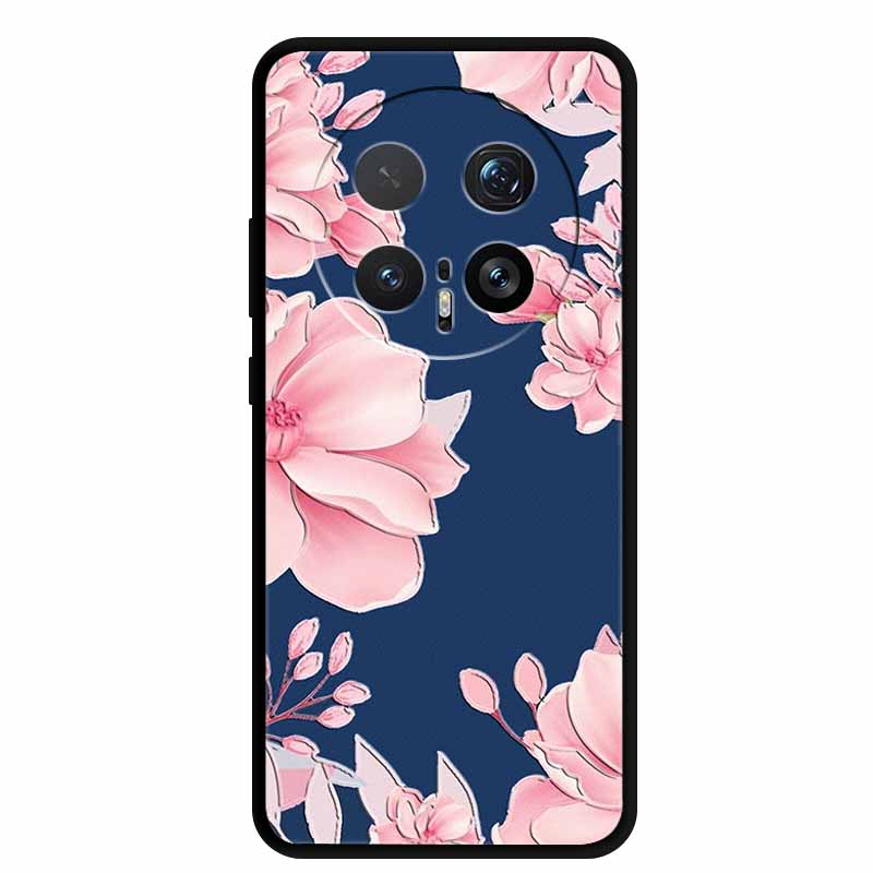 6.71" For Honor Magic8 Pro 5G Case 3D Emboss Relief Flower Black Silicone Soft Back Cover Case For Honor Magic 8 Pro Case Shells