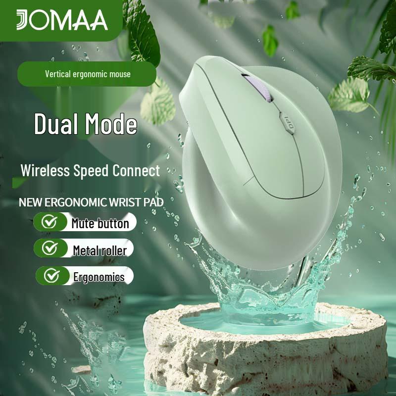 Ergonomic Wireless Bluetooth Dual-Mode Silent Vertical Mouse with Comfortable Grip for Convenient Office Use