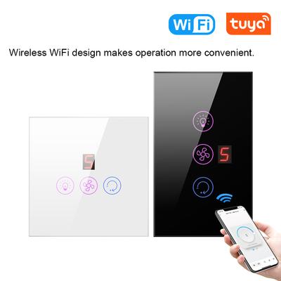 Tuya WiFi Intelligent Touched Screen Fan Light Switch Speed Adjustable Fan Light Switch Mobilephone