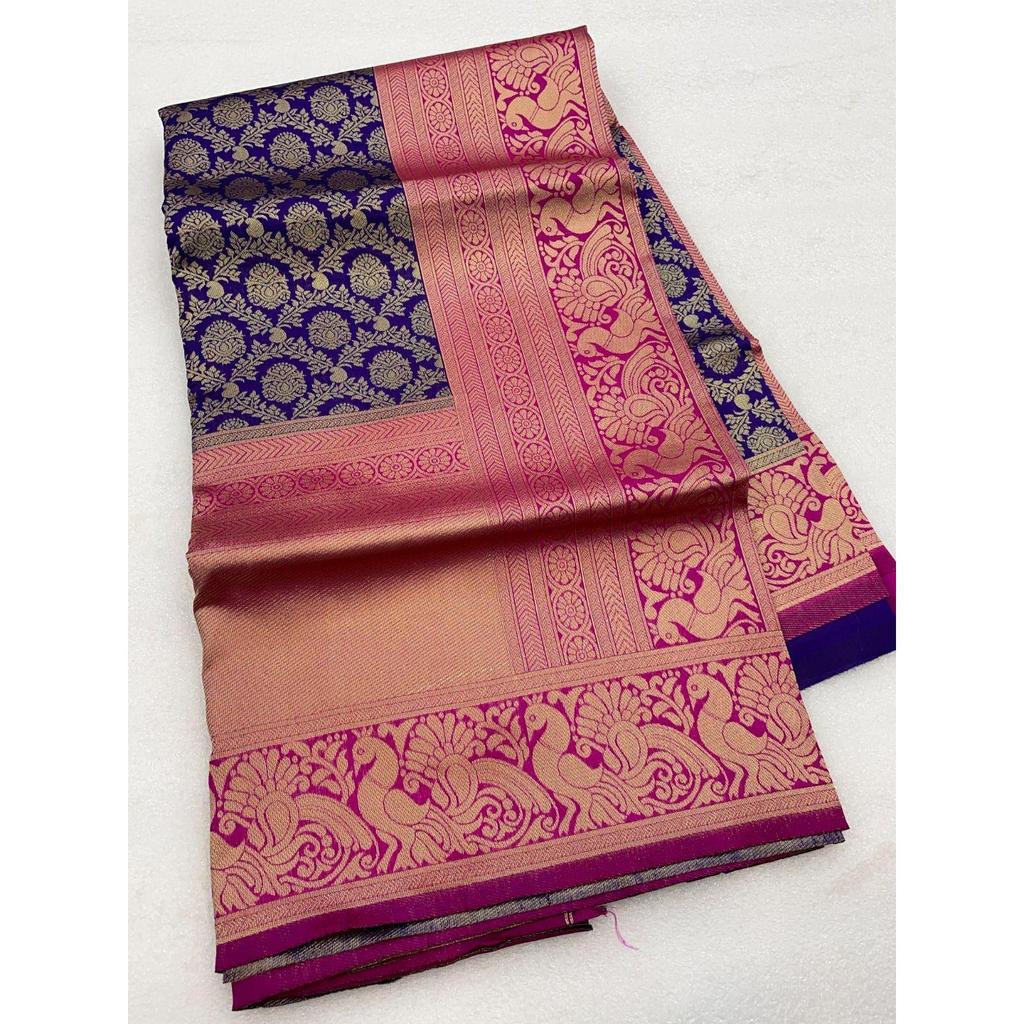 This beautiful saree is elegantly decorated with gorgeous Solid Jacquard weave that gives a perfect look to the outfit.