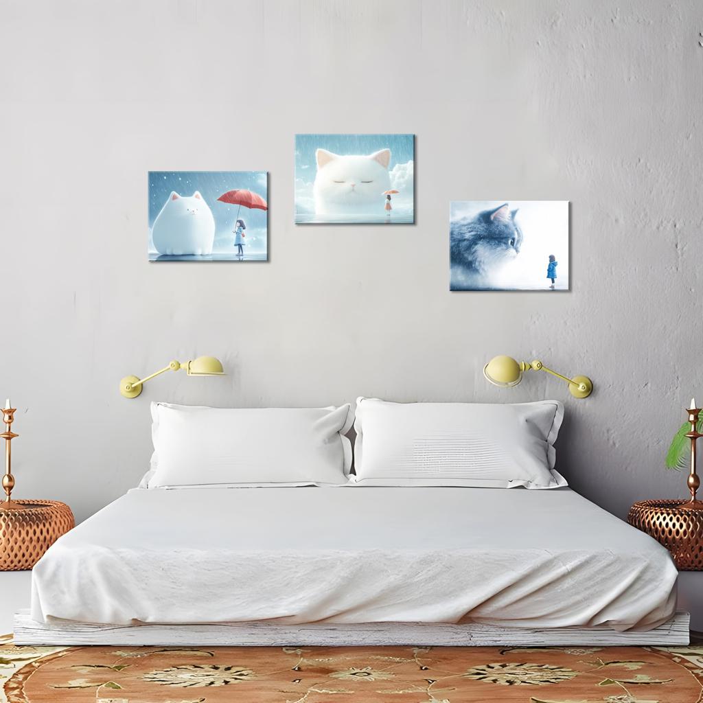 PIY PAINTING Kätzchen Leinwand Landschaft Wandkunst Wand Leinwand Wand Mädchen mit Zimmer Wohnzimmer Esszimmer Arbeitszimmer Küche Badezimmer 3 30x40 cm Druck, Winter