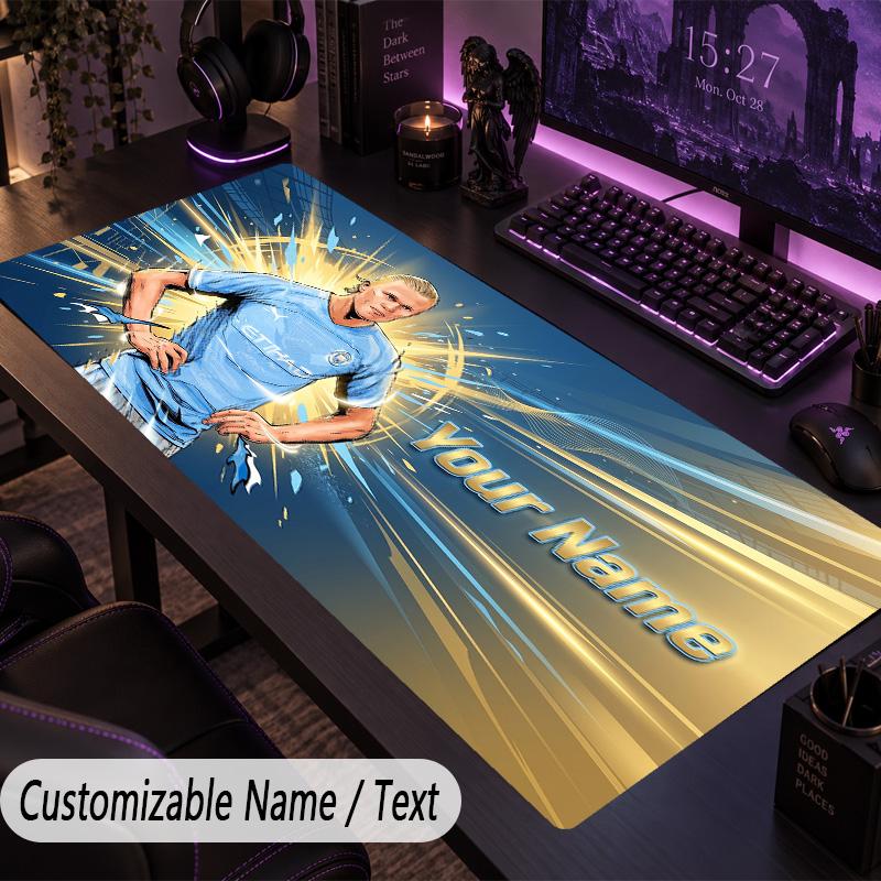 Large Mouse PadErling Haaland Custom Name Text Personalized Desk Mat Non Slip Gaming Pad