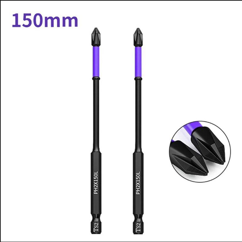 

2pcs Non-slip PH2 Magnetic Batch Head Cross Screwdriver Hardness Drill Bit Screw Driver Hand Tools 25/50/65/70/90/150mm