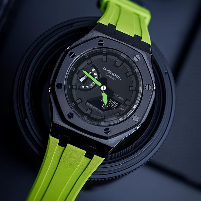 Casio Herren Flüssigkristall/Analog Dual-Display Serie Schwarze Uhr GA-2100-7A-