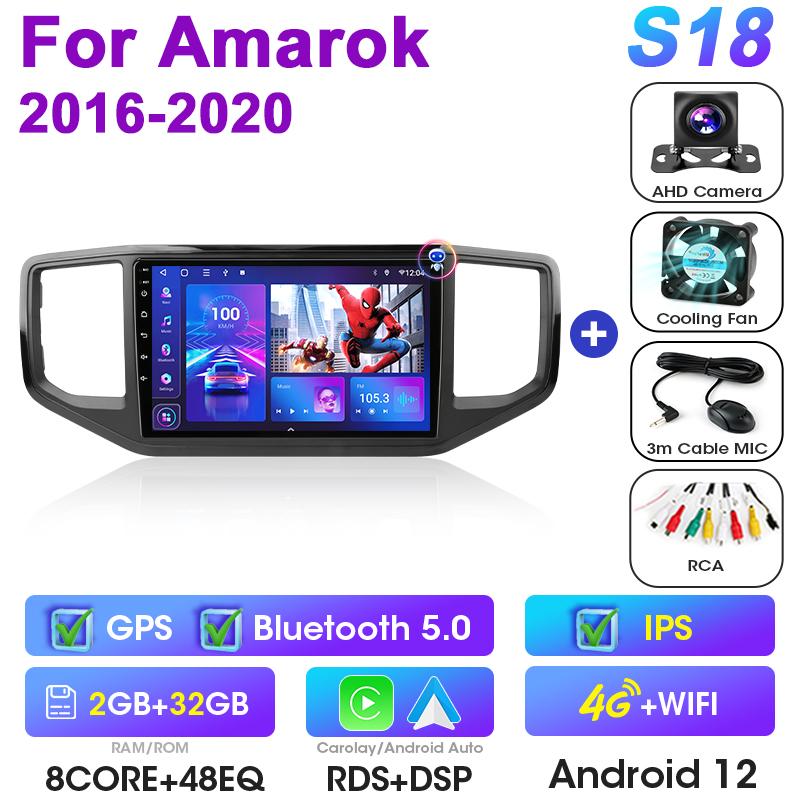 2 Din Android 12 Car Radio For VW Volkswagen Amarok 1 2016 - 2020 Multimedia Video Player GPS 4G Carplay Auto Stereo Head Unit