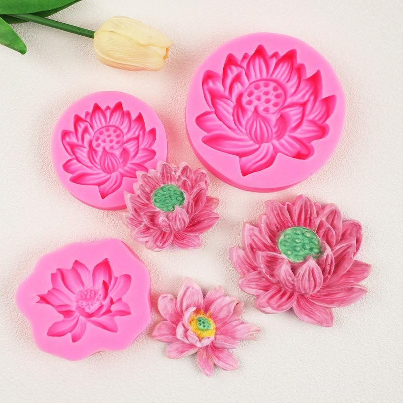 Lotus Shape Silicone Mold Large, Medium And Small Lotus Seed Chocolate Fondant Scented Candle Cake Decoration Mold