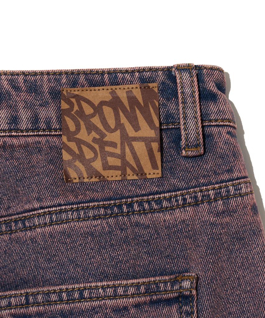 Brown Bless Hinder Post Wide Denim Pants - Purple