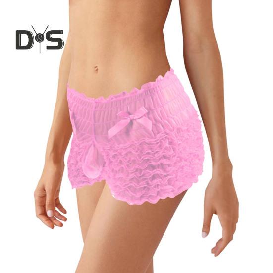 Menn Sexy høy midje undertøy Mesh blonder shorts truser med sløyfedekor ensfarget truser med høy midje