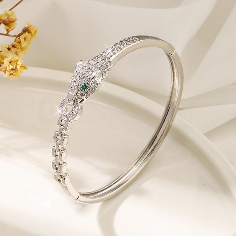 High-end Temperament Copper Real Leopard Bracelet Fashionable Versatile Bracelet