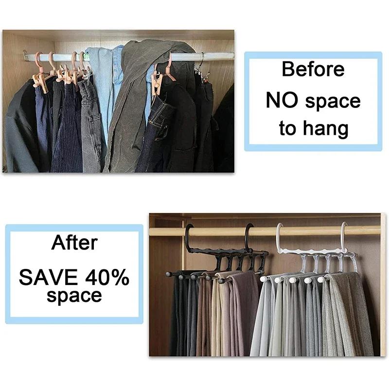5 In 1 Multilayer Trouser Rack Retractable Stainless Steel Folding Pant Rack Baby Hanging Towel Drying Racks Closet Organizer