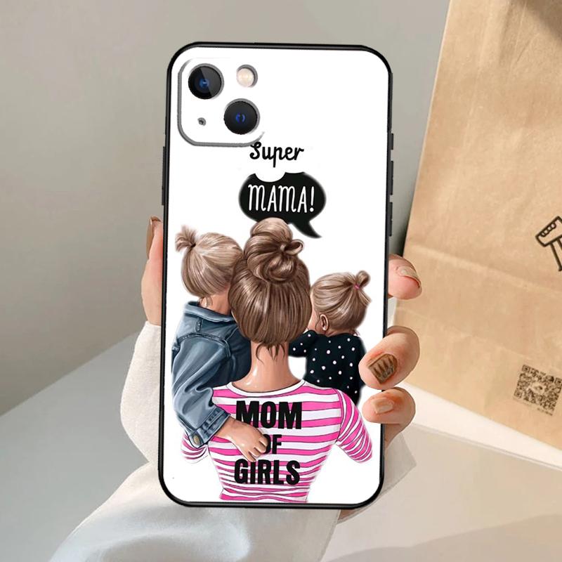 Baby Mother Brown Girl Family Phone Case For iPhone 18 17 Air 16 14 13 12 11 15 Pro Max 13 12 Mini 15 16 Plus 16e Cover Coque