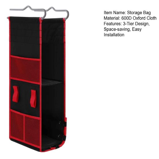 Locker Shelf Organizer 3-Tier Hanging Storage Bag Locker Storage Rack with Side Pockets Hooks for School Gym Closet