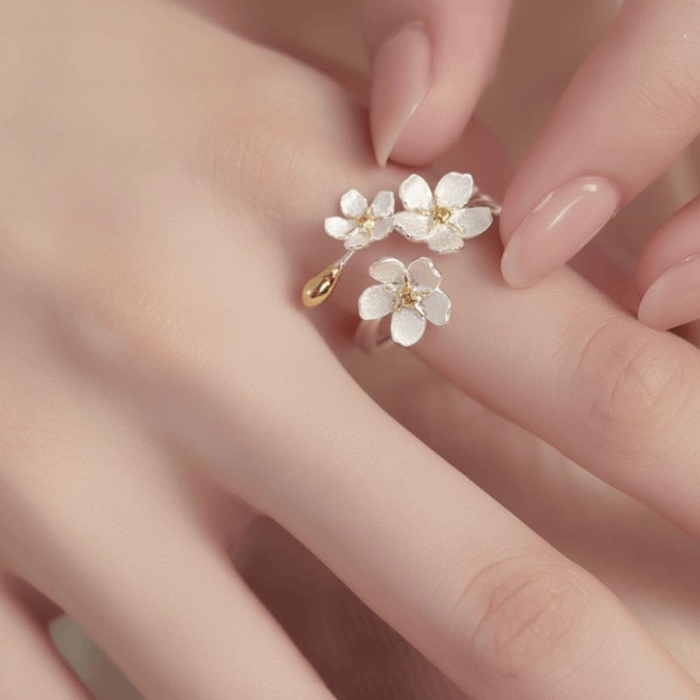 Elegant Flower Opening Rings Delicate Design Women Jewelry Ins Adjustable Rings Jewelry