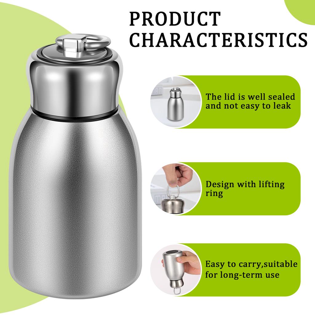 2Pcs Mini Stainless Steel Water Bottle 10oz Insulated Water Bottle Leakproof Travel Mug Portable Small Water Bottle for Home
