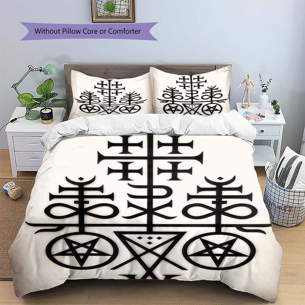 Satan Symbol Mönster Sängkläder, Täcke Set Täckeöverdrag Örngott Hemma Födelsedagspresent (1 * påslakan + 2 * örngott, utan kärna)
