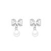 Maison De She Women'S Earrings Pure Cubic Ribbon Pearl Drop Bce009
