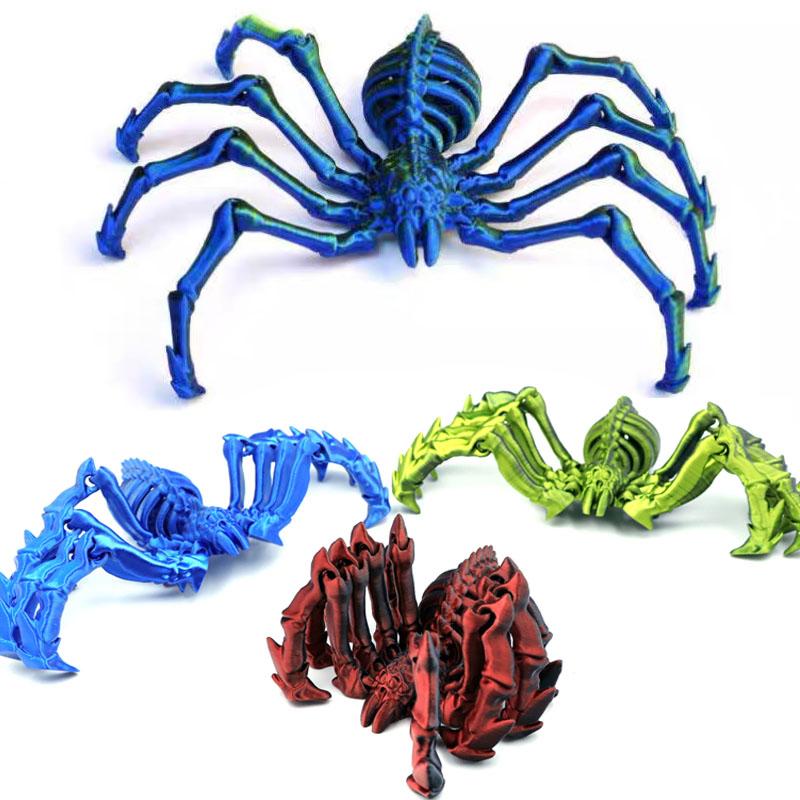 3D Printed Retractable Spider Movable Joint Fidget Toy Rotatable Articulated Office Desktop Ornament Adults Kid Toy Crafts Gift