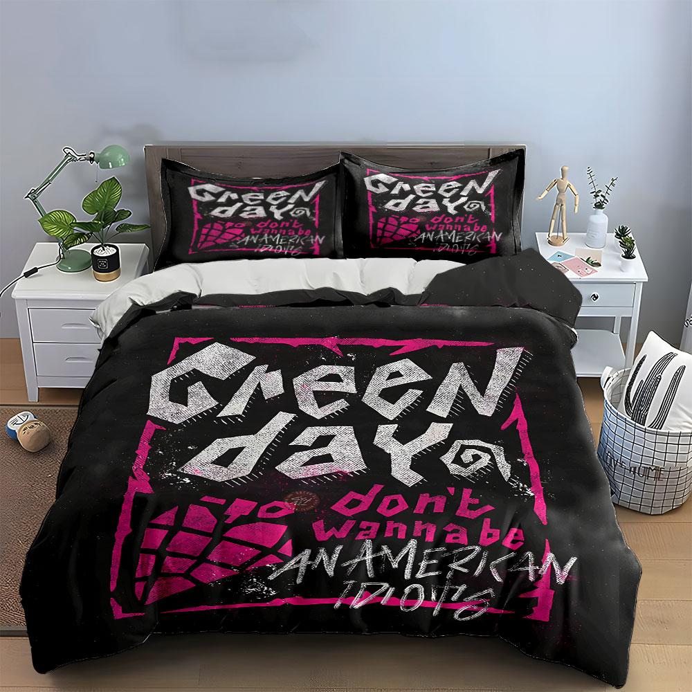 Green Day American Idiots Set Bedding Duvet Cover Set Duvet Cover Pillowcases  (1*Duvet Cover 2*Pillowcases, without duvet insert)